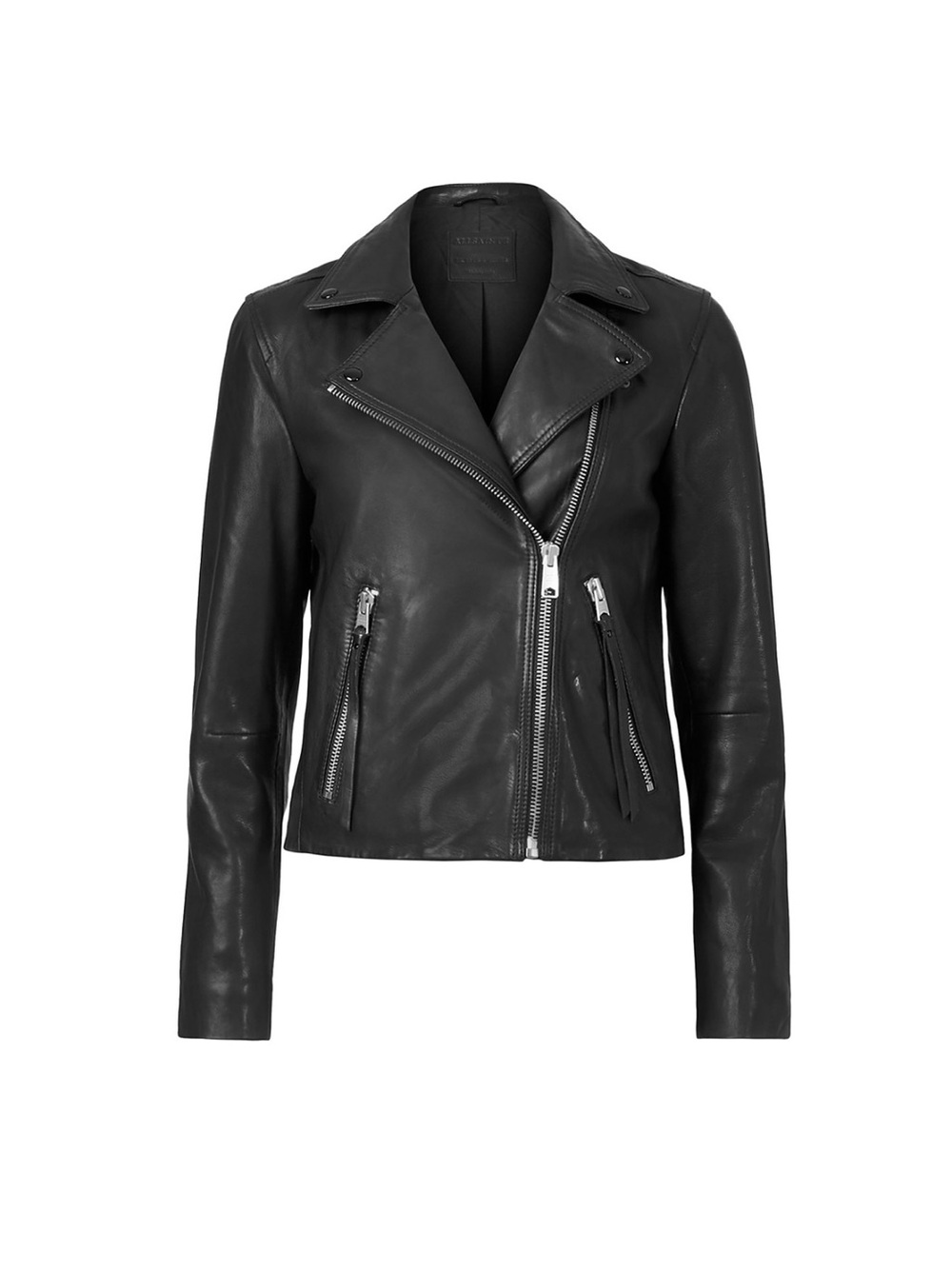 All Saints Dalby Fit Black Leather Biker Jacket